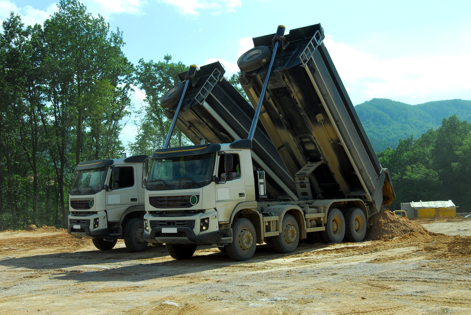 two truck tipper at work